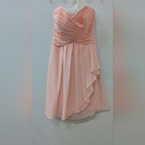 David's Bridal Blush Strapless Sweetheart Chiffon Dress